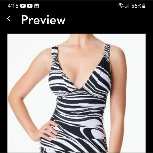 2 piece Bleu Rod Beattie black and white tankini set. size 6 NWT - Picture 1 of 7